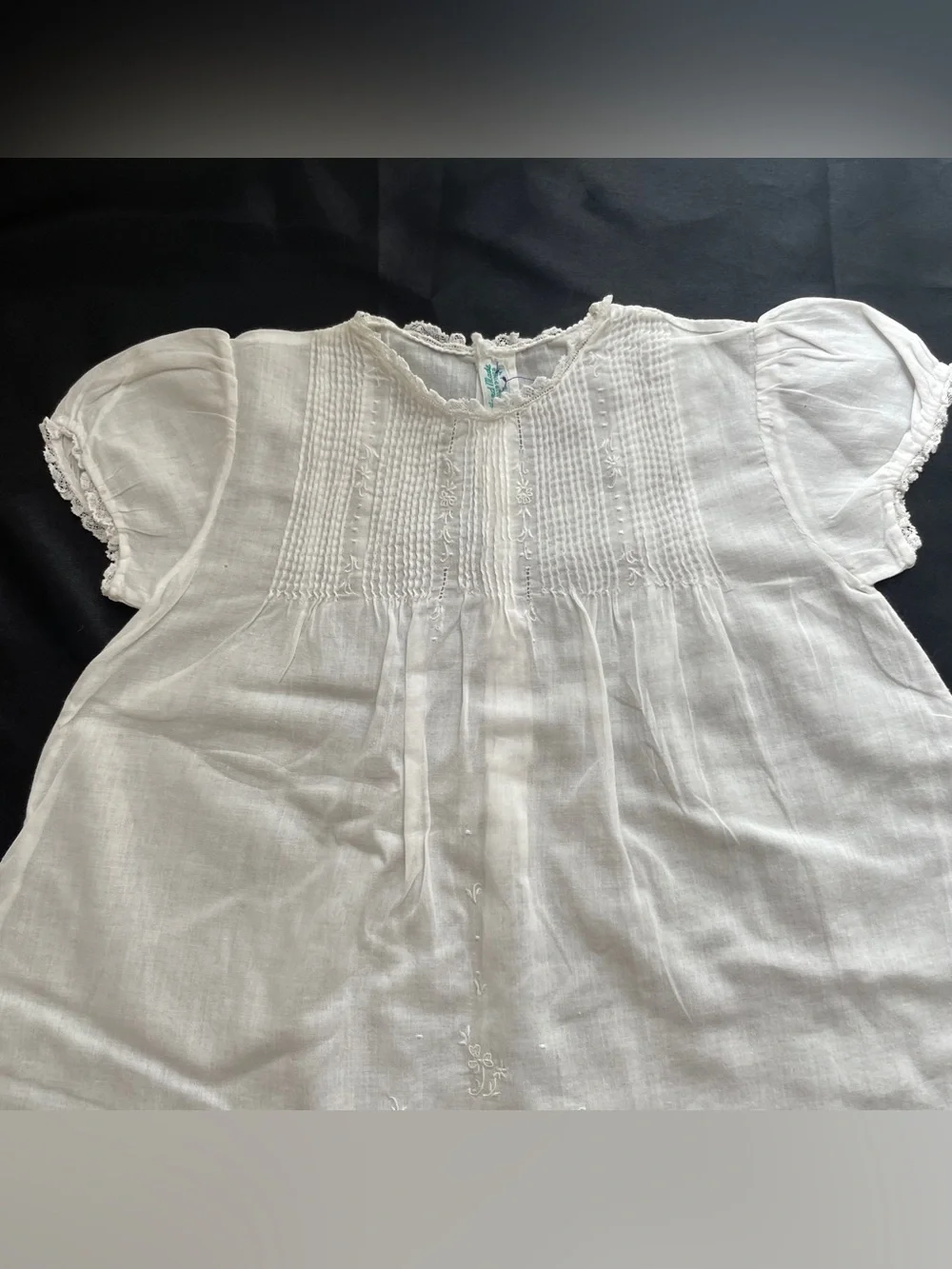 Vintage Baby Dress 1T Christening Baptism Flower Girl White Lace Hand Embroidery